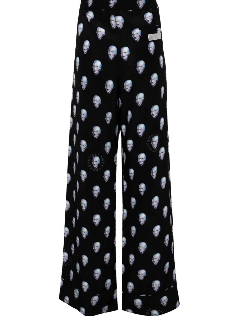 Cheap Stella Women graphic-print silk McCartney wide-leg trousers 0813